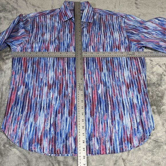 Luchiano Visconti Shirt Mens Med Blue Pattern Long Sleeve Button Up Casual Sport - Picture 10 of 16